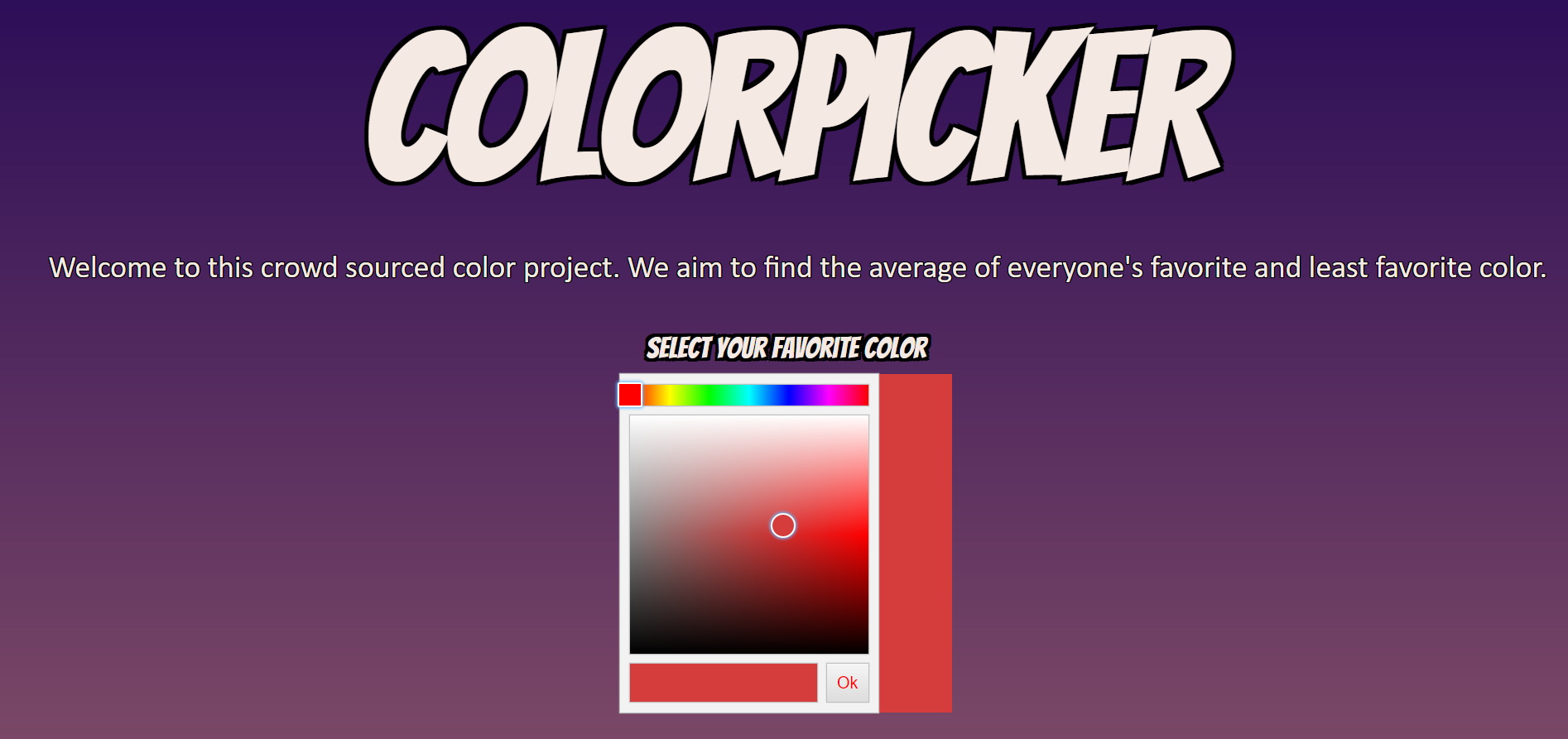 A screenshot of the Color Survey Project website