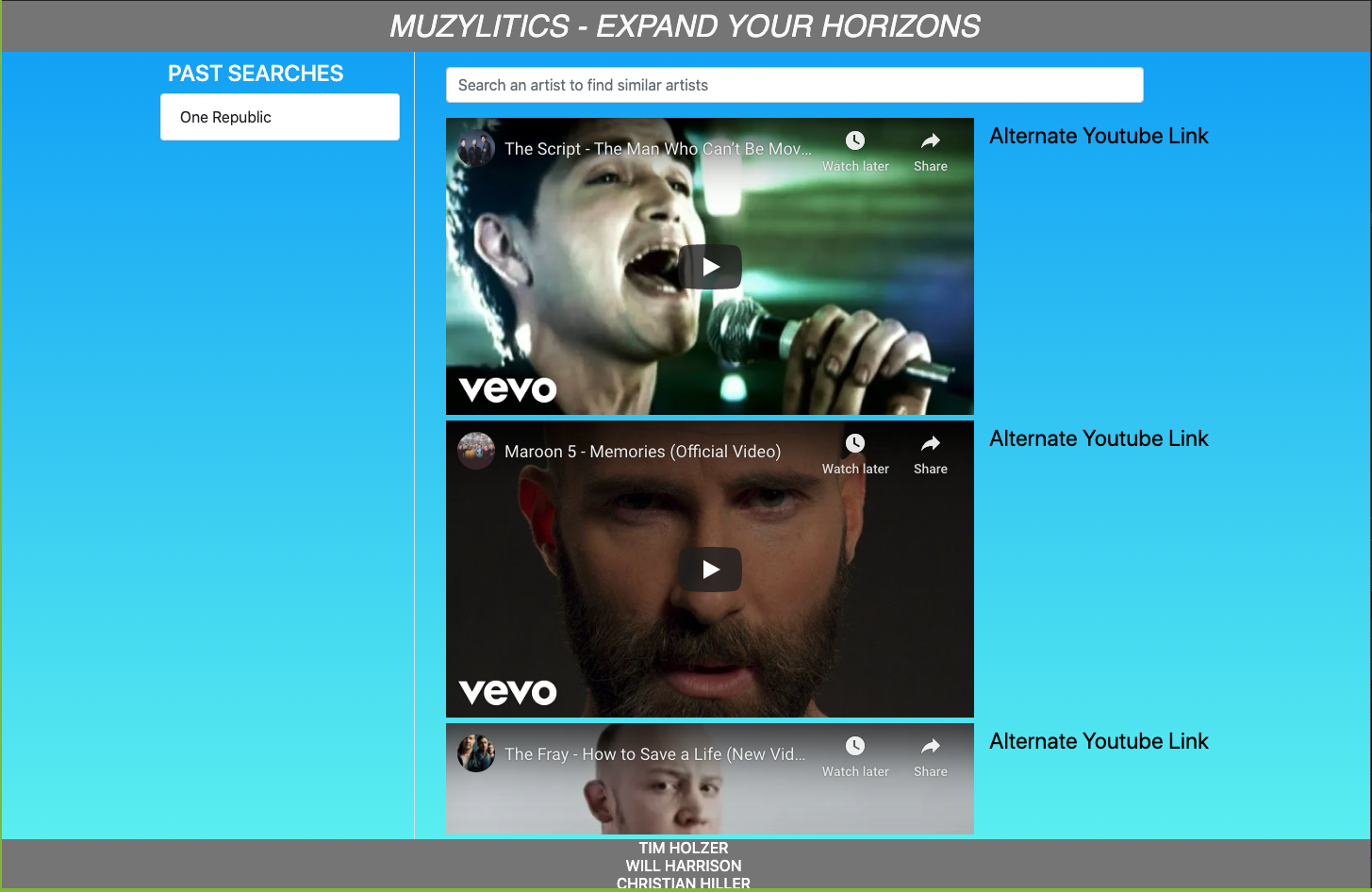 A screenshot of the MUZYLITICS website